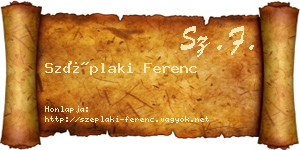 Széplaki Ferenc névjegykártya